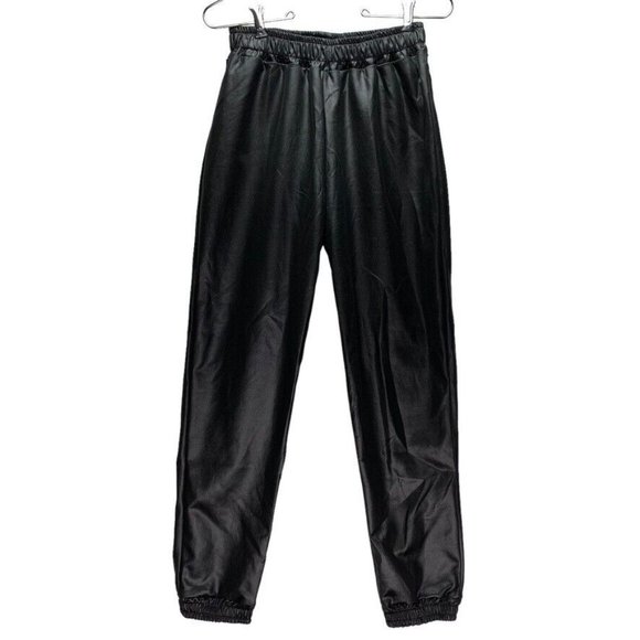 I-X London‎ Women's Black Faux Leather Cuffed Joggers - Malaya Size 8 - Picture 4 of 9